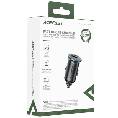 АЗП Acefast B15 PD20W+QC3.0 total 65W (1USB-A/1C) Gray АЗП Acefast B15 PD20W+QC3.0 total 65W (1USB-A/1C) Gray