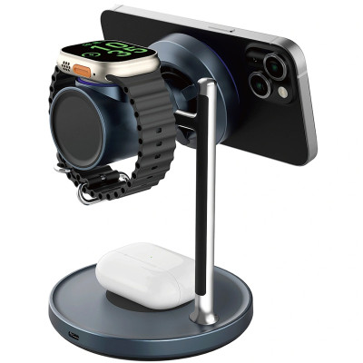 БЗП WIWU Wi-W041 Space Qi2 3 in 1 wireless charger Black БЗП WIWU Wi-W041 Space Qi2 3 in 1 wireless charger Black