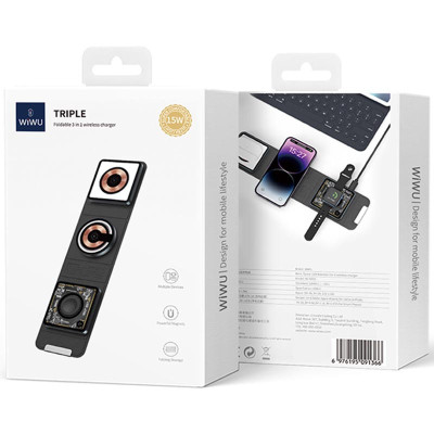 БЗП WIWU Wi-W001 3 in 1 wireless charger Black БЗП WIWU Wi-W001 3 in 1 wireless charger Black
