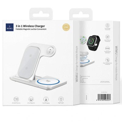 БЗП WIWU Wi-W020 3 in 1 wireless charger White БЗП WIWU Wi-W020 3 in 1 wireless charger White
