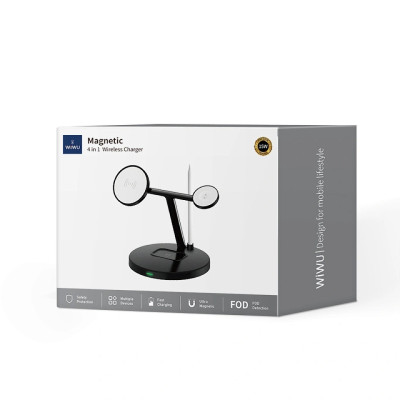 БЗП WIWU Wi-W032 Magnetic 4 in 1 Cableless Charger Black БЗП WIWU Wi-W032 Magnetic 4 in 1 Cableless Charger Black