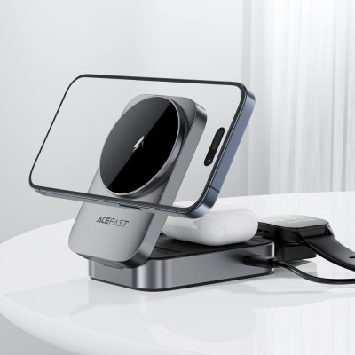 БЗП Acefast E22 desktop 3in1 15W Metal gray