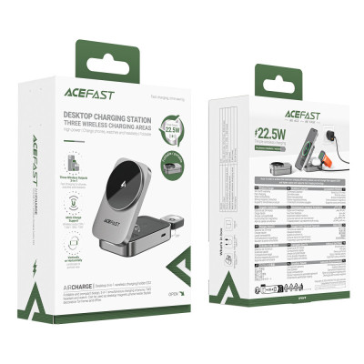 БЗП Acefast E22 desktop 3in1 15W Metal gray