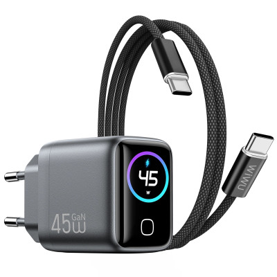 МЗП WIWU CHG500 Voyager PD45W (1USB-C) + кабель Type-C to Type-C Grey