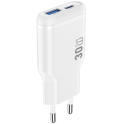 МЗП WIWU G033 Essen PD30W+QC3.0 GaN (1USB-A/1C) White