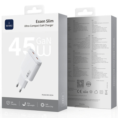 МЗП WIWU G034 Essen PD45W GaN (2USB-C) White МЗП WIWU G034 Essen PD45W GaN (2USB-C) White