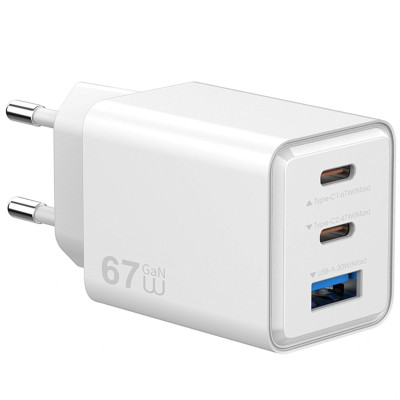 МЗП WIWU G026 Cube PD67W+QC3.0 GaN (1USB-A/2C) White МЗП WIWU G026 Cube PD67W+QC3.0 GaN (1USB-A/2C) White