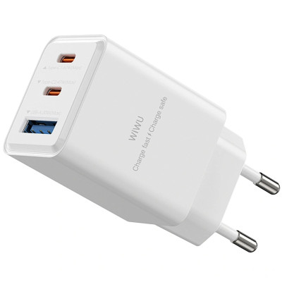 МЗП WIWU G026 Cube PD67W+QC3.0 GaN (1USB-A/2C) White МЗП WIWU G026 Cube PD67W+QC3.0 GaN (1USB-A/2C) White