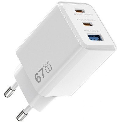 МЗП WIWU G026 Cube PD67W+QC3.0 GaN (1USB-A/2C) White