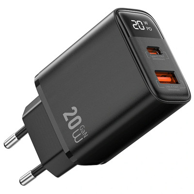 МЗП WIWU G009 Firefly PD20W+QC3.0 GaN (1USB-A/1C) Black