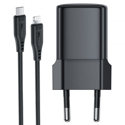 МЗП Acefast A117 mini PD20W GaN (1USB-C) + кабель Type-C to Lightning Black МЗП Acefast A117 mini PD20W GaN (1USB-C) + кабель Type-C to Lightning Black