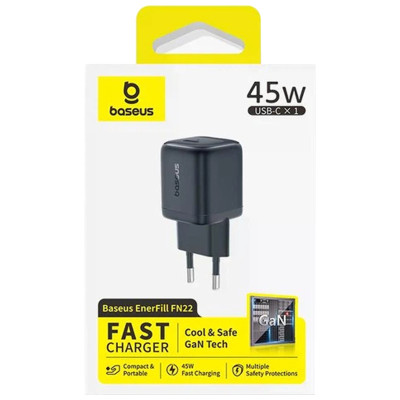 МЗП Baseus EnerFill FN22 Fast Charger PD45W (1USB-C) (E01233) Cosmic Black МЗП Baseus EnerFill FN22 Fast Charger PD45W (1USB-C) (E01233) Cosmic Black