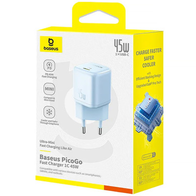 МЗП Baseus PicoGo GaN Fast Charger 45W (1USB-C) (P10176800) Galaxy Blue МЗП Baseus PicoGo GaN Fast Charger 45W (1USB-C) (P10176800) Galaxy Blue