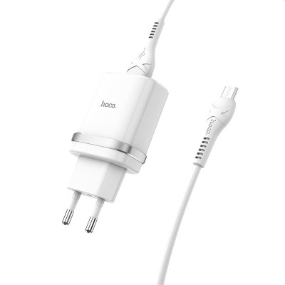 МЗП Hoco C12Q Smart QC3.0 3A (1USB-A) + кабель USB to MicroUSB Білий