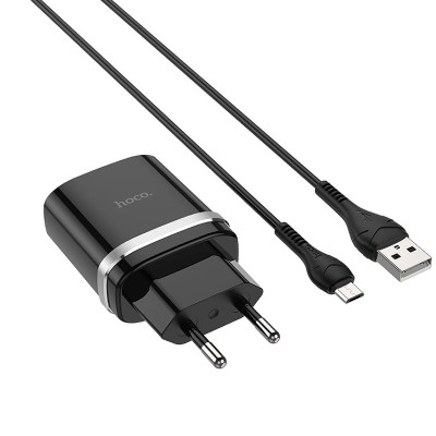 МЗП Hoco C12Q Smart QC3.0 3A (1USB-A) + кабель USB to MicroUSB Чорний