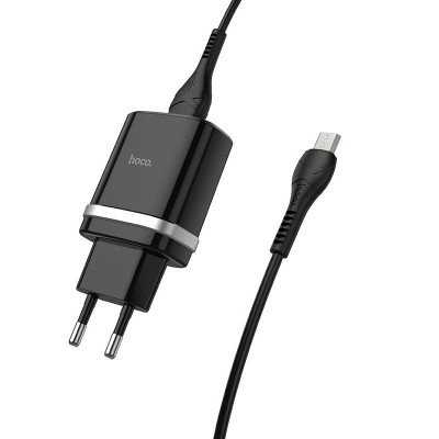 МЗП Hoco C12Q Smart QC3.0 3A (1USB-A) + кабель USB to MicroUSB Чорний