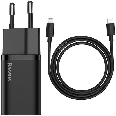 МЗП Baseus Super Si Quick Charger 20W (1USB-C) + кабель Type-C to Lightning (TZCCSUP-B) Білий