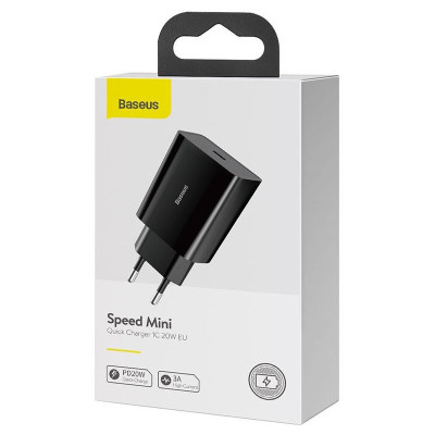 МЗП Baseus Speed Mini Quick Charger 20W (1USB-C) (CCFS-S) Чорний МЗП Baseus Speed Mini Quick Charger 20W (1USB-C) (CCFS-S) Чорний