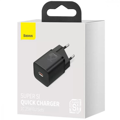 МЗП Baseus Super Si Quick Charger 25W (1USB-C) (CCSP) Чорний МЗП Baseus Super Si Quick Charger 25W (1USB-C) (CCSP) Чорний