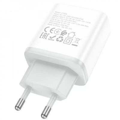 МЗП Hoco C105A Stage PD20W+QC3.0 (1USB-A/1C) White