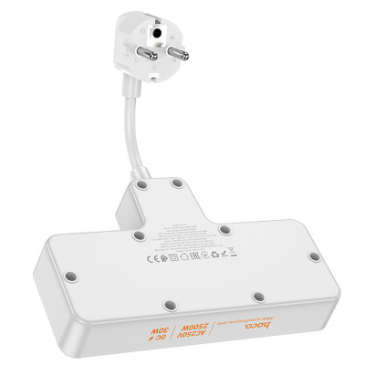 Подовжувач Hoco AC12A Reise (PD30W/1C3A) +Socket White