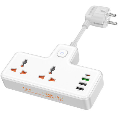 Подовжувач Hoco AC12A Reise (PD30W/1C3A) +Socket White