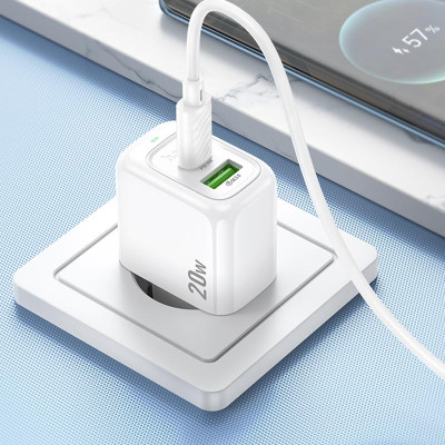 МЗП Hoco CS54A Surplus PD20W+QC3.0 (1USB-A/1C) White