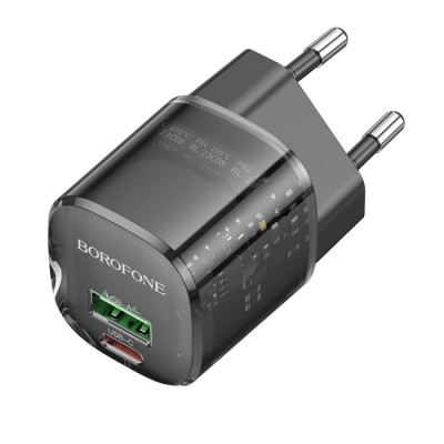 МЗП Borofone BN17 Sunlight PD20W+QC3.0 (1USB-A/1C) Transparent black