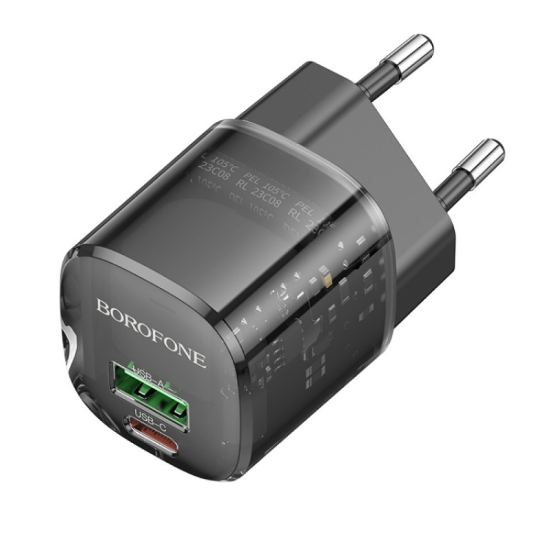 МЗП Borofone BN17 Sunlight PD20W+QC3.0 (1USB-A/1C) Transparent black