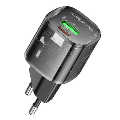 МЗП Borofone BN17 Sunlight PD20W+QC3.0 (1USB-A/1C) Transparent black