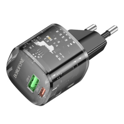 МЗП Borofone BN17 Sunlight PD20W+QC3.0 (1USB-A/1C) Transparent black