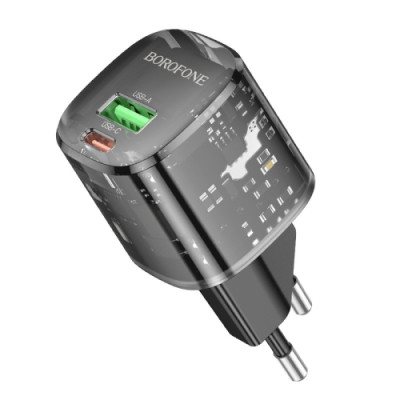 МЗП Borofone BN17 Sunlight PD20W+QC3.0 (1USB-A/1C) Transparent black