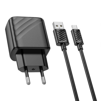 МЗП Hoco CS21A Rich QC3.0 18W (1USB-A) + кабель USB to MicroUSB Black