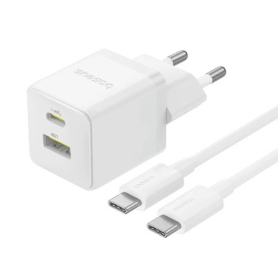 МЗП Baseus Palm Fast Charger 30W (1USB-A/1C) + кабель Type-C to Type-C (P1011160A) Moon White
