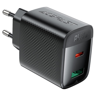 МЗП Acefast A106 GaN PD45W (1USB-A/1C) Black МЗП Acefast A106 GaN PD45W (1USB-A/1C) Black