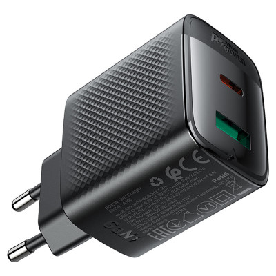 МЗП Acefast A106 GaN PD45W (1USB-A/1C) Black МЗП Acefast A106 GaN PD45W (1USB-A/1C) Black
