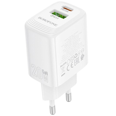 МЗП Borofone BN27 Fuente PD20W+QC3.0 (1USB-A/1C) White
