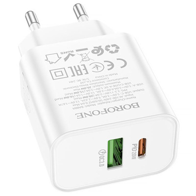 МЗП Borofone BA88A Navy PD20W+QC3.0 (1USB-A/1C) White МЗП Borofone BA88A Navy PD20W+QC3.0 (1USB-A/1C) White