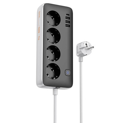 Подовжувач Hoco AC21 Sunlight 4-bit (1C/3A/4xSocket) (1.5m) White