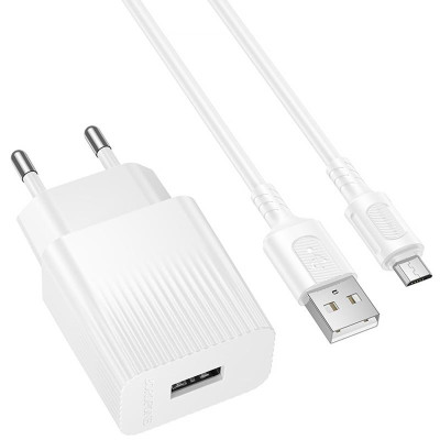 МЗП Borofone BAS71A Source 10.5W (1USB-A) + кабель USB to MicroUSB White МЗП Borofone BAS71A Source 10.5W (1USB-A) + кабель USB to MicroUSB White