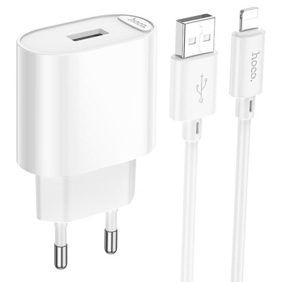 МЗП Hoco C109A Fighter 10.5W (1USB-A) + кабель USB to Lightning White