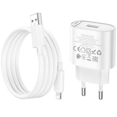 МЗП Hoco C109A Fighter 10.5W (1USB-A) + кабель USB to Lightning White