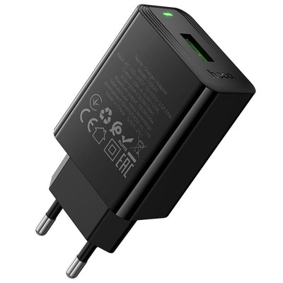 МЗП Hoco CS92A Leader 18W+QC3.0 (1USB-A) Black МЗП Hoco CS92A Leader 18W+QC3.0 (1USB-A) Black