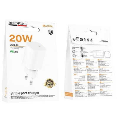 МЗП Borofone BA103A Pudding PD20W (1USB-C) White