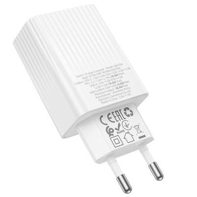МЗП Borofone BAS76A Source PD30W+QC3.0 (1USB-A/1C) White МЗП Borofone BAS76A Source PD30W+QC3.0 (1USB-A/1C) White