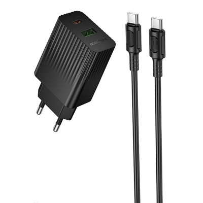 МЗП Borofone BAS76A Source PD30W+QC3.0 (1USB-A/1C) + кабель Type-C to Type-C Black