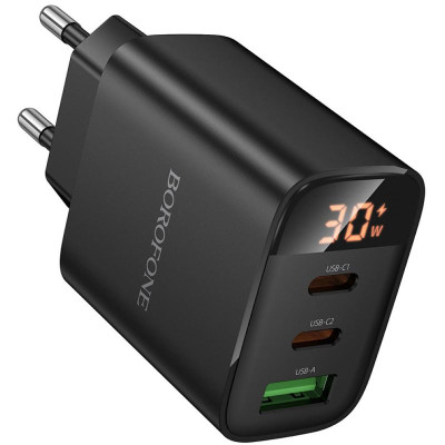 МЗП Borofone BA98A Ilustre with digital display PD30W (1USB-A/2C) Black