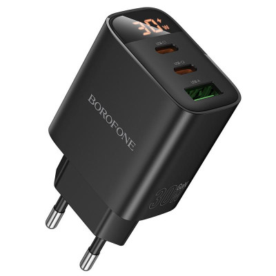 МЗП Borofone BA98A Ilustre with digital display PD30W (1USB-A/2C) Black