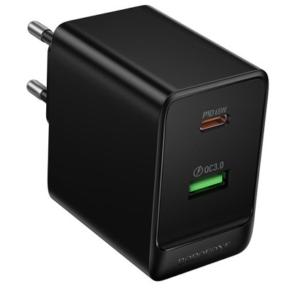МЗП Borofone BAS17A Erudite PD65W+QC3.0 (1USB-A/1C) Black