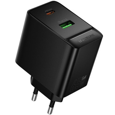 МЗП Borofone BAS17A Erudite PD65W+QC3.0 (1USB-A/1C) Black